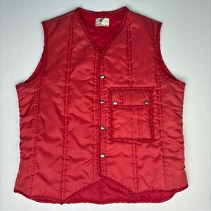 Vintage Riverside Men’s Size 46 Vest Red Puffy Snap Front Pocket Outdoor Nylon